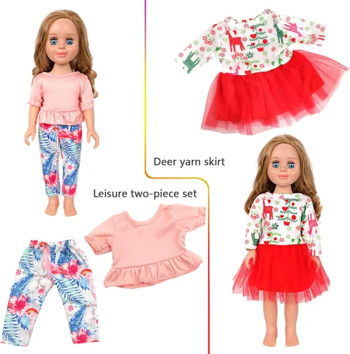 Miniatura 3 de MSYO 10 piezas de ropa y accesorios para muñecas de 16 a 18 pulgadas, trajes de moda hechos a mano con vestidos, tops, pantalones, traje de baño