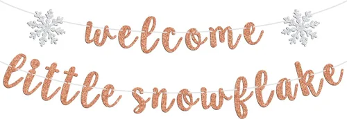Cartel de bienvenida con diseño de copo de nieve, Oh Baby/Little Sweet Snowflake Bunting Sign, baby shower de invierno, revelación de género,