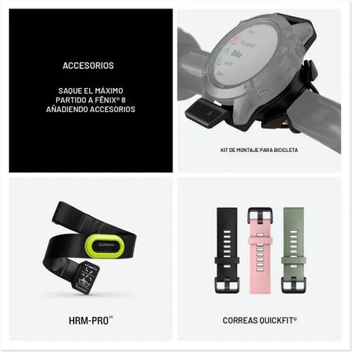Miniatura 7 de Garmin fēnix® 8 – 43mm, AMOLED, Zafiro, Smartwatch GPS Multisport Premium, Batería de Larga Duración, Certificado para Buceo, Linterna LED Oro suave