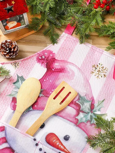 Miniatura 4 de Bencailor Delantales de verano de Navidad en julio con bolsillos, delantales de cocina ajustables de Navidad, impermeables para cocinar, mujeres