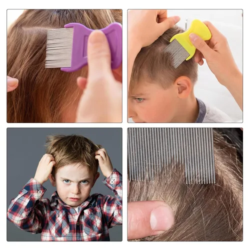 Miniatura 4 de Maitys 8 peines para piojos de pulgas de doble cara para piojos, liendres y eliminación de caspa, peine de plástico y metal, peine para piojos