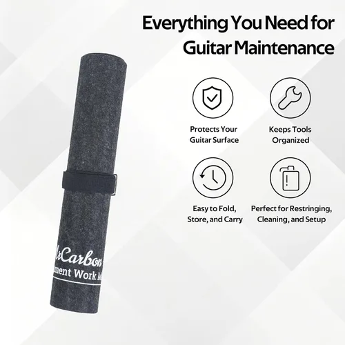 Miniatura 6 de Kit de alfombrilla de reparación de guitarra con reposabrazos, alfombrilla de trabajo de fieltro, enrollador de cuerdas, herramientas de pulido