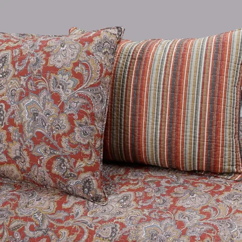 Miniatura 2 de Cozy Line - Juego de cama de 6 piezas, ropa de cama reversible de algodón reversible con falda de cama, fundas a juego, almohada decorativa