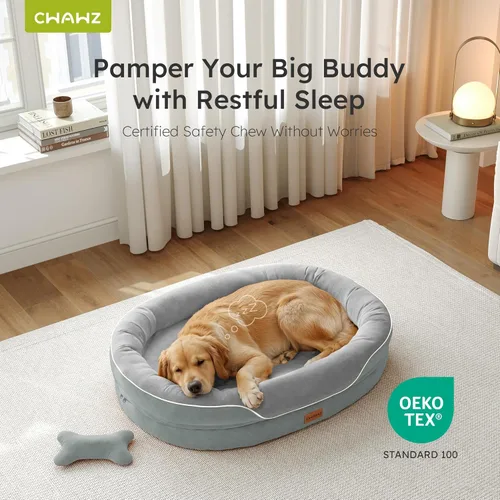 Miniatura 4 de CWAWZ Cama ortopédica XL para perro, cama extragrande para perros, sofá para perros de gran tamaño con refuerzos envolventes completos, cama Gris