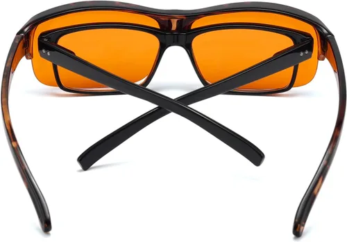 Miniatura 3 de Eyekepper 100% anti-bloqueo de luz azul Fitover gafas desgaste sobre gafas de computadora con lente ámbar 1801-tortuga-100% bloqueo de luz azul