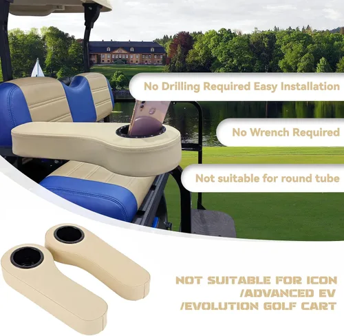 Miniatura 2 de XUANYUDG0769 Reposabrazos de carrito de golf con portavasos para EZGO TXT Club Car DS Precedent y Yamaha Kit de asiento trasero, marco de soporte