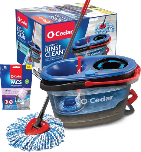Miniatura 10 de O-Cedar EasyWring RinseClean Sistema de limpieza de suelos con cubo y fregona giratoria de microfibra con sobres de cítricos y lavanda