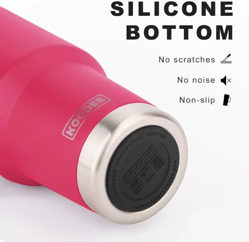 Miniatura 4 de koodee Vaso de 30 onzas con tapa y pajilla, de acero inoxidable, con aislamiento de doble pared, vaso de viaje para agua y agua con asa (rosa y rojo)