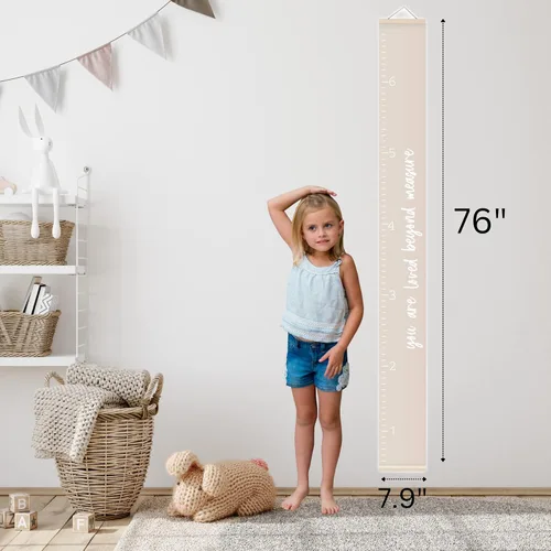 Miniatura 5 de Morxy Tabla de Crecimiento de Lona para Niños - Decoración de Pared Unisex para Habitación de Niños - Tabla de Medición de Altura - Cinta de Pared