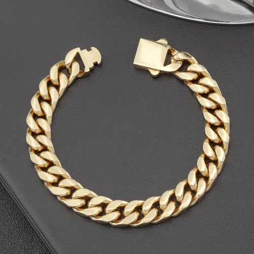 Miniatura 7 de GUQILA Pulsera de eslabones cubanos para hombre, 0.315in0.394in0.472in, pulseras de cadena de eslabones cubanos chapados en oro de 18 quilates