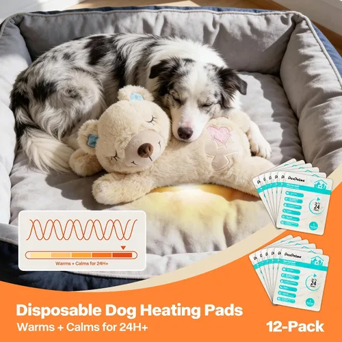 Miniatura 3 de Pet Prime Paquete de 12 paquetes de calor desechables, calor sin olor las 24 horas para juguetes de peluche con latidos del corazón, comodidad