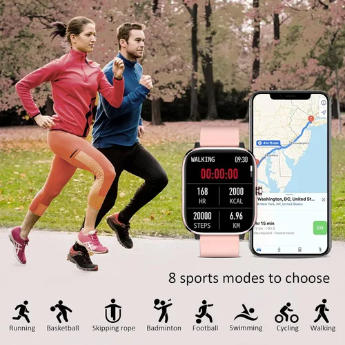 Miniatura 12 de Reloj inteligente para mujer, monitor de llamadas, monitor de actividad física, frecuencia cardíaca y sueño, pantalla táctil de 1.69 pulgadas