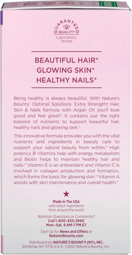 Miniatura 7 de Nature's Bounty Cabello, Piel y Uñas Avanzado, Suplemento Vitamínico con Infusión de Argán con Biotina y Ácido Hialurónico, 150 Cápsulas Blandas