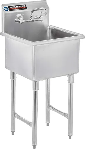 Miniatura 9 de DuraSteel 304 Fregadero Utilitario Comercial de Acero Inoxidable - 18 Pulgadas de Tubo Independiente, Fregadero de Preparación para Cocina con Grifo