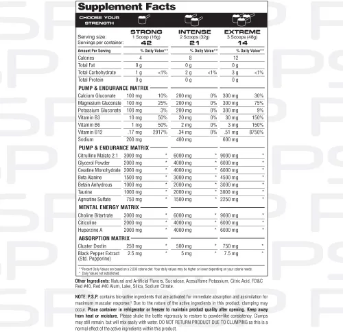 Miniatura 3 de Metabolic Nutrition P.S.P. Físico estimulante preentrenamiento 23.70 oz sin azúcar sin cafeína (ponche de fruta)
