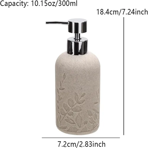 Miniatura 2 de 1 dispensador de jabón de manos, dispensador de jabón líquido de resina texturizada de arenisca para encimera de baño, dispensador de jabón