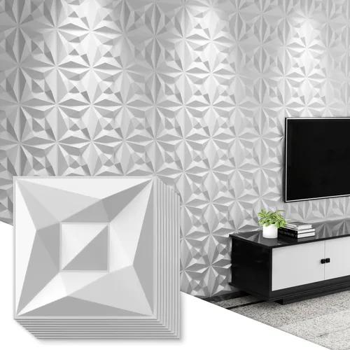 Paneles de pared 3D de PVC blanco, paquete de 33 unidades de 11.8 x 11.8 pulgadas, diseño geométrico para actualización de decoración moderna del