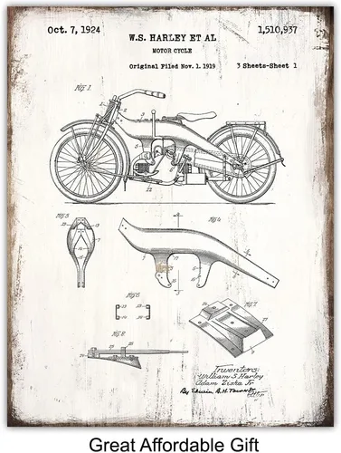 Miniatura 5 de Patentes originales de motocicleta de Estados Unidos, juego de arte de 8 x 10 pulgadas, fotos de estilo cartel para oficina, garaje, cueva de hombre