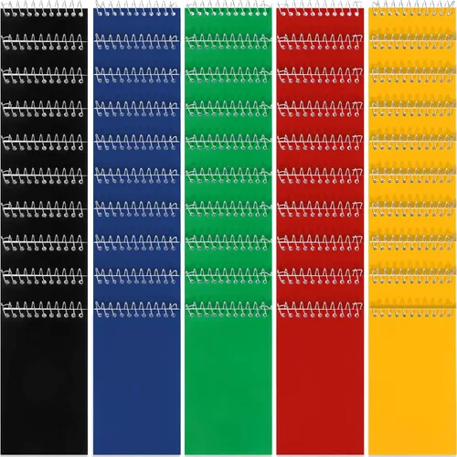 Teling 50 blocs de notas en espiral a granel, bloc de notas pequeños de 3 x 5 pulgadas, cuadernos de bolsillo con 75 hojas de papel rayado Colores