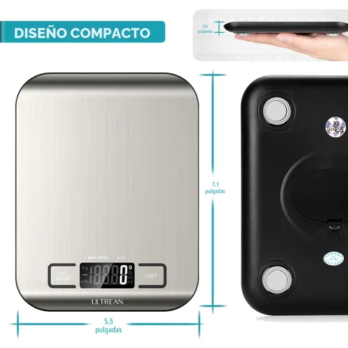 Miniatura 7 de Ultrean Báscula de alimentos, báscula digital de cocina con pantalla LCD, peso gramos y onzas para hornear, cocinar y preparar comidas, 6