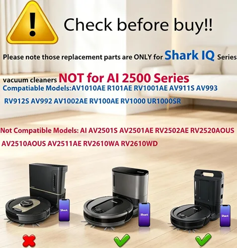 Miniatura 2 de Piezas de repuesto compatibles para Shark IQ R101AE RV1001AE UR1100SRUS AV1002AE AV1010AE RV100AE EZ RV912S Filtro de cepillo lateral/rodillo