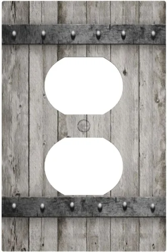 Cubiertas Decorativas de Tomacorrientes Vintage Puerta de Granero de Madera Textura Impresa Casa de Campo 1 Gang Placa de Pared Receptáculo Dúplex