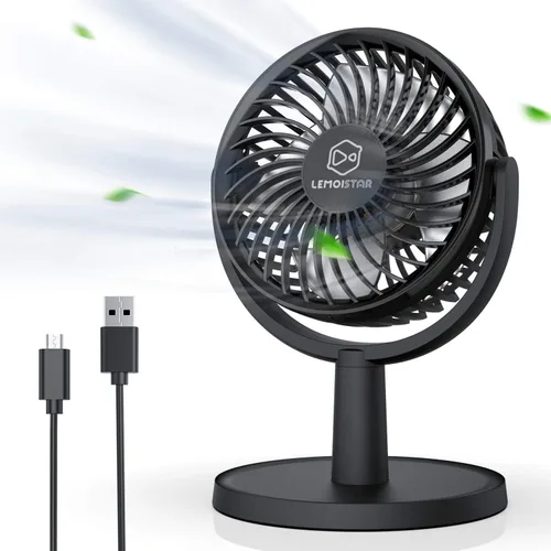 Mini ventilador de escritorio, ventilador de escritorio alimentado por USB con 4 velocidades, pequeño pero potente, flujo de aire fuerte, trabajo