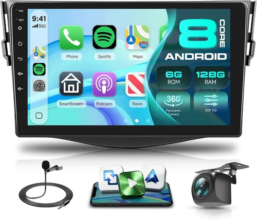 Miniatura 10 de Radio de coche 2G+64G para Toyota RAV4 2007-2011 SIN JBL, Rimoody Android 13 Estéreo de coche inalámbrico Carplay Android Auto Bluetooth 5.0