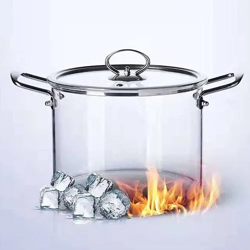 Miniatura 5 de Cacerola de vidrio, olla de cocina de borosilicato transparente con tapa y asa, olla antiadherente para fideos y chocolate (color transparente), 5L