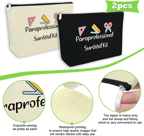 Miniatura 3 de Paraprofessional - 2 bolsas de maquillaje para regalo de agradecimiento para paraeducador, profesor, asistente, 2 piezas, bolsa de cosméticos, día
