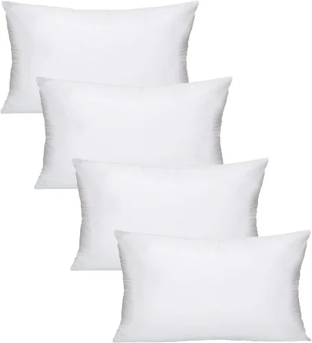 Miniatura 9 de MoonRest® Paquete de 4 – Relleno de almohada cuadrada alternativa de plumón sintético – Funda de algodón tejido para almohada, cojín de sofá – 8 x 8