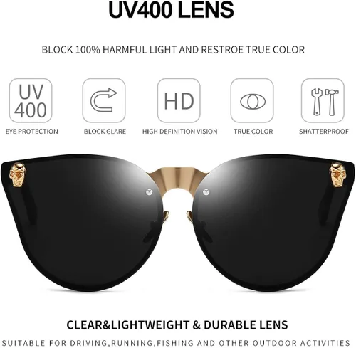 Miniatura 5 de Dollger Lentes de sol con diseño de calavera, y aros con forma de ojo de gato, protección UV400