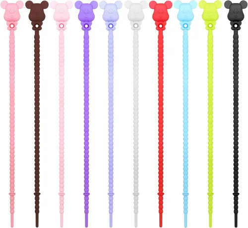 Miniatura 7 de 20 bridas de silicona reutilizables para cables, organizador de cables de silicona reutilizables, correas para cables, ataduras multiusos