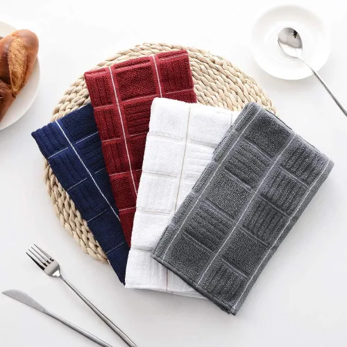 Miniatura 7 de Anyi Toallas de cocina de 100% algodón gris, paños de cocina absorbentes con asa para colgar, toallas de mano de cocina suaves para lavar y secar