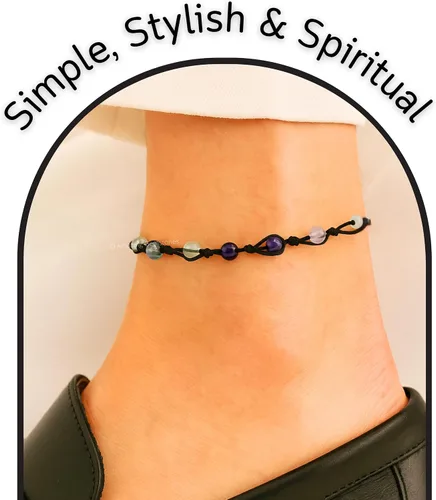 Miniatura 166 de Amazing Gemstone Crystal Anklet Ankle Bracelets for Women - Waterproof Beaded Healing Crystal Anklets, Plus Size Chakra Gemstone Bead Anklet