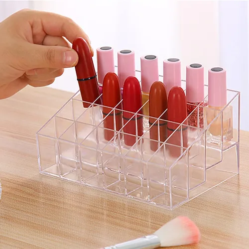 Miniatura 6 de Soporte para lápiz labial de 24 espacios, organizador de lápiz labial acrílico transparente y estante de exhibición para cosméticos, organizador