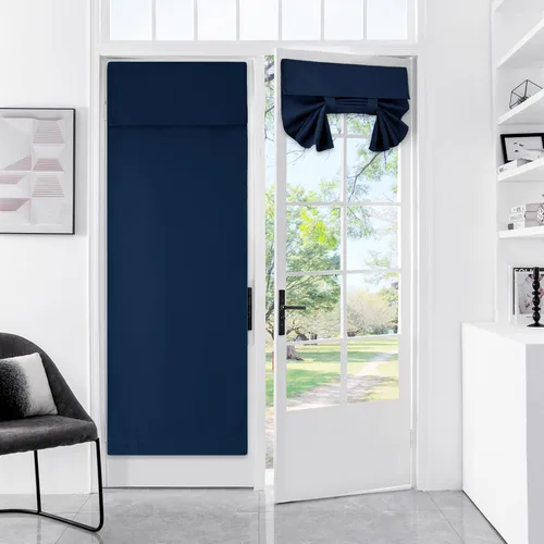 Miniatura 7 de WdFour Cortinas de puerta francesa con tacto sedoso, aislamiento térmico, reducción de ruido, cortinas opacas para puerta de vidrio y oficina