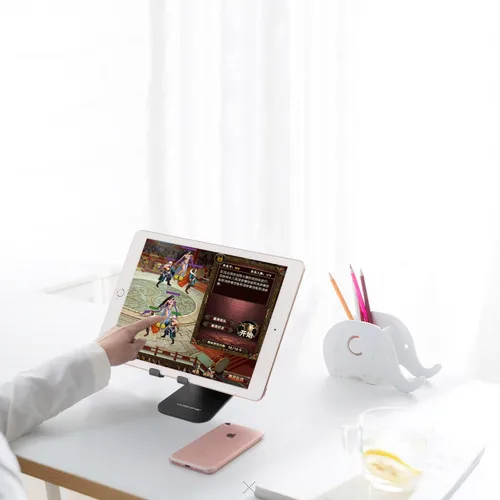 Miniatura 9 de YOSHINE Soporte para teléfono celular, soporte de teléfono mejorado para escritorio, soporte ajustable para tableta, soporte plegable de aluminio