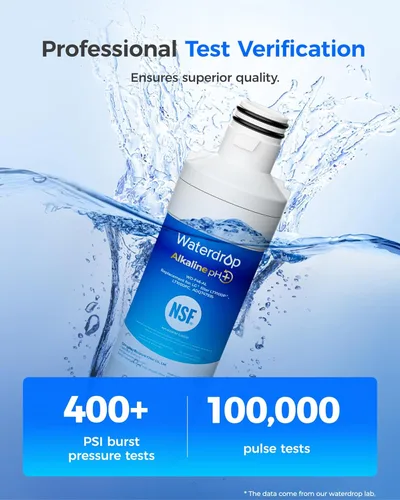 Miniatura 9 de Waterdrop Alkaline LT1000PC ADQ747935 Reemplazo para filtro de agua de refrigerador LG® LT1000P®/PC/PCS ThinQ®, LFXS26973S, LMXS28626S, LMWS27626S