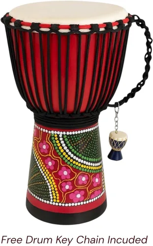 Miniatura 8 de Tambor Djembe – Tambor de mano africano de 16 pulgadas de alto, sonido profesional y calidad, madera de caoba tallada a mano con cabeza de piel
