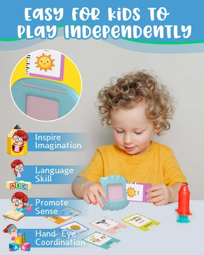 Miniatura 7 de Tarjetas didácticas parlantes bilingües de 510 palabras en español e inglés para niños pequeños de 1 a 3 años, juguetes Montessori de aprendizaje