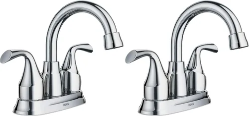 Miniatura 17 de Moen Idora - Grifo de lavabo de dos manijas con centro cromado y montaje de desagüe, 84115 Cromo