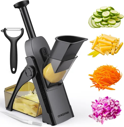 Cortador de mandolina seguro para cocina, picador de verduras 5 en 1, cortador de papas para papas fritas, cortador de papas, picador de alimentos,