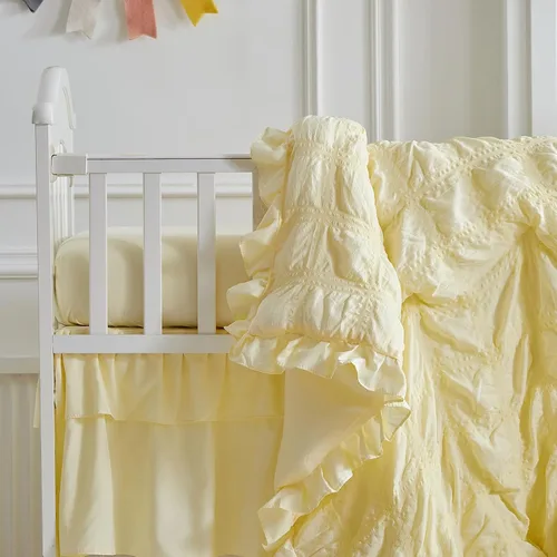 Miniatura 7 de UOZZI BEDDING - Juego de ropa de cama para cuna de 3 piezas con edredón acolchado con volantes para bebé, con sábana ajustada y almohada - Ropa
