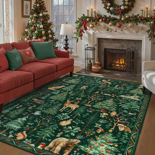 Miniatura 23 de OJIA Alfombras azules con estampado de selva de 5 x 7 pies para sala de estar, suaves, ultrafinas, lavables, para dormitorio, alfombra de entrada