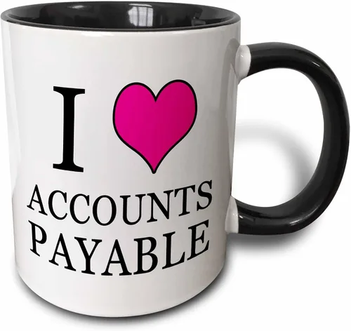 3dRose I Love Accounts Payable - Taza negra de dos tonos (11 onzas), color rosa