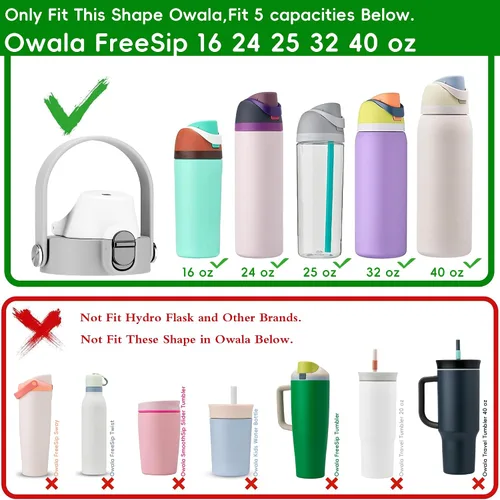 Miniatura 2 de Tapa 2 en 1 para tazas Owala Freesip, tapa de repuesto para Owala de 16 onzas, 24 onzas, 25 onzas, 32 onzas, 40 onzas, tapa superior de botella