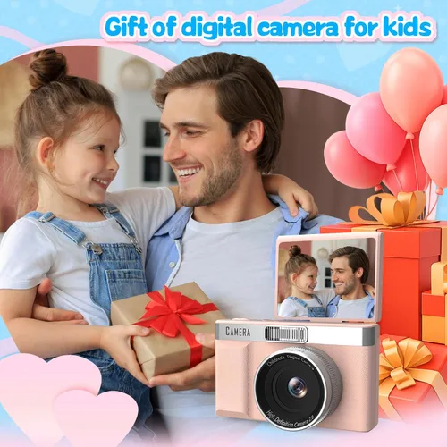 Miniatura 6 de Cámara digital para niños con pantalla abatible de 180°, tarjeta de memoria de 32 GB, cámaras digitales de apuntar y disparar HD de 1080P