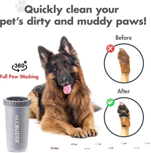 Miniatura 5 de Dexas MudBuster Limpiador portátil para patas de perro, accesorio para mascotas de gran calidad premium, tamaño grande, color gris