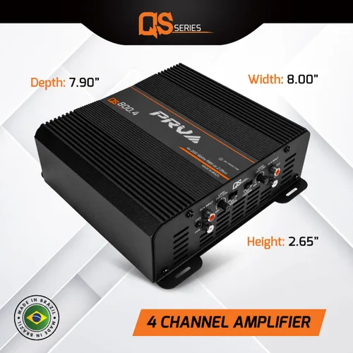 Miniatura 4 de PRV Audio QS800.4 Amplificador de audio para coche compacto de 4 canales de 2 ohmios 4 x 220 vatios RMS a 2 Ohm - 800 vatios Amp 12 voltios Amp